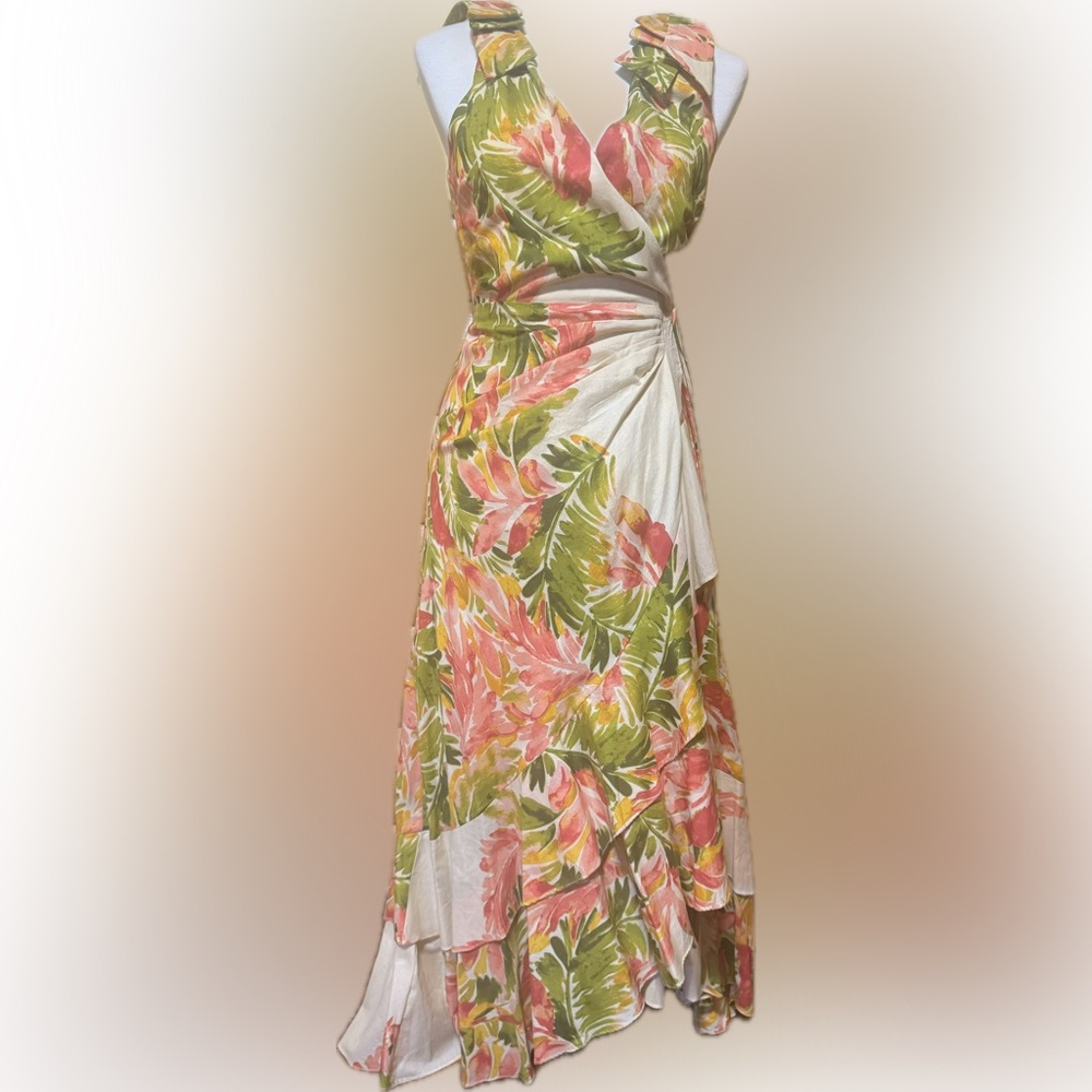 Gibson Latimer Floral Wrap Dress - Green and Pink
